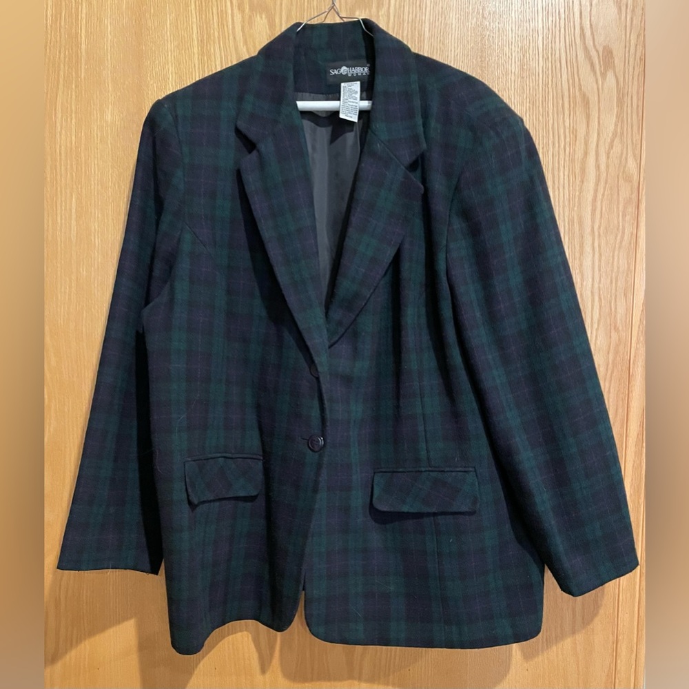 Sag Harbor Woman Plaid Blazer 20W